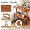 Solid Wood End Table, 2 Tier Tall Narrow End Table with Storage Shelves