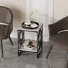 Real Marble Coffee Table Living Room End Side Table Bedside Furniture Black Legs