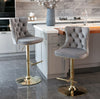 Velvet Swivel Bar Stools Set of 2 Swivel Kitchen Barstools Bar Chairs Grey Black