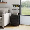 Bedside Table with Charging Station and LED Light Strips Nightstand W/ 3 Drawers