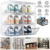 6PCS Stackable Foldable Boxes Trainers Organiser Clear Plastic Shoe Storage Box