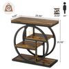 End Table for Living Room,Industrial Narrow Wood Side Table with Storage Shelves