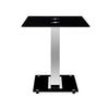 Jet Small Black Glass Dining Table With Chrome Supports