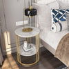 Gold Round Side End Table Coffee Table Clock Plant Stand for Living Room Bedroom