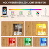 Extendable Dining Bar Table Wooden Kitchen Island with Cabinets & LED Lighting