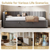 Daybed 3ft Sofa Bed w/ Trundle, RGB LED Lights & Charging Station, Velvet, Grey