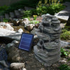 Solar Rock Cascading Fountain Outdoor Garden Water Feature LED Statue Decoration