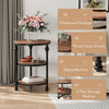 Round Side Table with Charging Station 3-Tiers Wooden Sofa Table Bedside Table