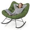 Indoor Outdoor Rocking Chair Egg Papasan Chair w/Padded Cushion-Green