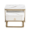 Square Nesting Coffee Table Stacking Side Tables with Drawer Space-saving White