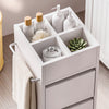 Slim Bathroom Floor Cabinet Storage Unit Tower with 3 Drawer & 4 Compartments