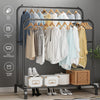 Heavy Duty Metal Double Rail Clothes Garment Hanging Rack Shelf Display Stand Yn