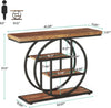 Industrial Console Table, 4-Tier Narrow Entryway Sofa Table w/ Circle Base