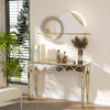 Silver Mirrored Entryway Console Table Sofa Side Table with Gold Rim for Hallway