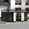 Galvanised Metal Garden Shed Outdoor Tool Storage House with Lockable Door Black