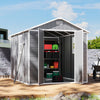 8x8ft Large Plastic Shed Outdoor Garden Tools Storage House with 2 Doors & Floor