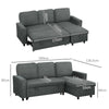 3 Seater L-Shape Pull Out Sofa Bed - Dark Grey Reversible Chaise Corner Couch