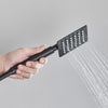 Black Bathroom Thermostatic Exposed Shower Mixer Twin head Large Square Bar Set