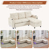 Sofa Bed Pull Out Sectional Couch Bed Convertible Settee with Storage, Beige