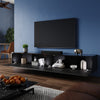 200cm Black Floating TV Cabinet Stand Unit High Gloss Storage Door Wall Mounted