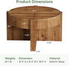 Solid Wood Round Coffee Table, 32 Inch Farmhouse Center Table w/ Thick Tabletop