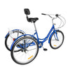 24 Inch Adult Trike Tricycle Foldable 3 Wheel Bike 7-Speed With Basket Blue UK