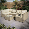 6 Seater Beige U Shaped Rattan Garden Sofa Set with Matching Coffee Table FTR172