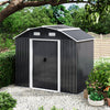 Heavy Duty Metal Garden Shed Outdoor Apex Roof Storage House w/ Free Foundation