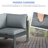6pcs Outdoor Furniture Set, Garden Corner Sofa with Fire Pit Table, Aluminium