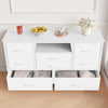 TV Stand with LED Light for 32-50" TVs, Media Console Table w/ 8 Drawers Bedroom