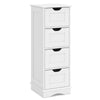 4-Drawer Bathroom Cabinet Narrow Floor Standing Cabinet White