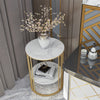 Gold Round Side End Table Coffee Table Clock Plant Stand for Living Room Bedroom