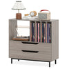 Record Player Stand Mid Century Turntable Stand with Open Compartment
