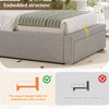 Single Upholstered Bed Frame 3ft Bed Frame with Headboard, Drawer & Wood Slats