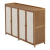Shoe Cabinet Storage Organizer 4 Rattan Door Cupboard Footwear Stand Wooden Unit