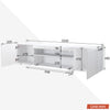 200cm High Gloss White TV Stand Cabinet Unit Doors Storage with RGB LED Cupboard