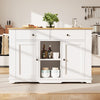 Mobile Storage Rolling Kitchen Island on Wheels Trolley Cart with Worktop, White