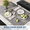 3Pcs Dining Table Set for 4, Kitchen Table w/Metal Frame & 2 Upholstered Benches