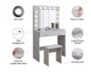 LED Light Vanity Dressing Table Set Bedroom Makeup Desk With Mirror Drawer Stool