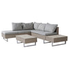 Rattan Garden Furniture Set Patio 6-seater L-shape Sofa w/ Cushions Table Khaki