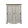 Cupboard 2 Door Storage Shelves Grey Waxed Cabinet Living Home Furniture