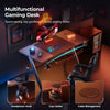 Gaming Desk LED RGB Computer Table Workstation w/ Cup Holder & Headphone Hook