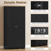 172cm Wooden Storage Cabinet Cupboard With 2 Doors 4 Shelves Black