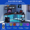 2 Person Home Office Workstation L-Shaped Gaming Desk w/Power Outlets-Brown