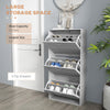 Slim Shoe Storage Cabinet with 3 Flip Drawers, Grey