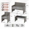 COSTWAY 4 Piece Patio Conversation Set Outdoor Wicker Furniture