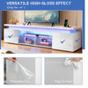 185cm High Gloss TV Stand Cabinet with Power Outlets & RGB LED Light & 2 Dmiqerl