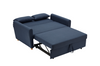 Sofa Bed Pull Out 2-Seater Double Linen Blend Metal Frame Guest Bed | Navy Blue