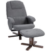 Linen-feel Fabric Recliner Chair with Ottoman and 360° Swivel, Grey