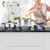 Gas Hob 5 burners, 77cm Black Tempered Glass Gas Hob with Cast Iron Supports